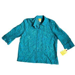 2/$18 SALE! Ruby Rd Button Up Shirt Womens Size 16 Sheer Textured Lace Oversized